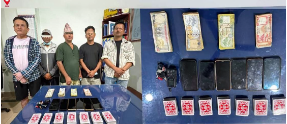 झापाको मेचीनगरमा तास र नगदसहित पाँचजना जुवाडे पक्राउ